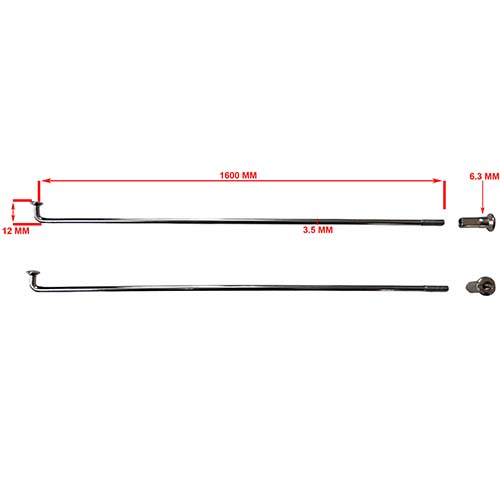 RAYOS + NIPLES 160mm X 3.5mm (36u) CROMADO STD