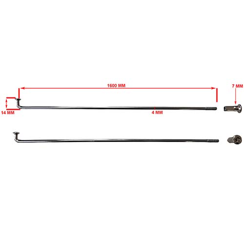 RAYOS + NIPLES 160mm X 4.0mm (36u) CROMADO STD