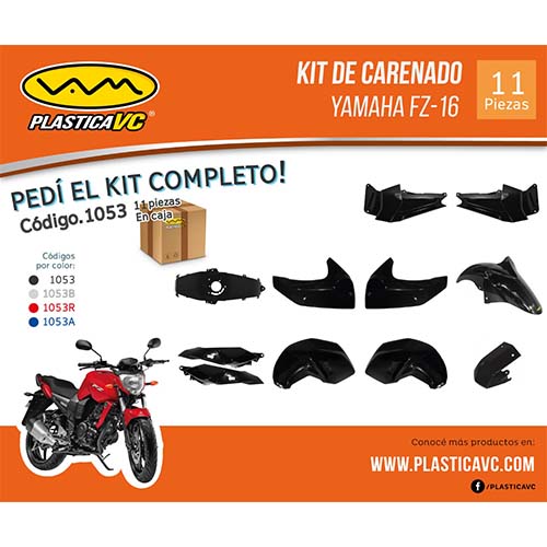 KIT CARENADO FZ 16 AZUL 11 PZAS. PLASTICA VC (1053A)