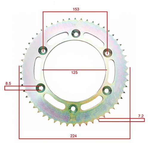 KIT TRANSMISION HONDA NXR 125 BROS STD 428H-132L/XR125L C/CAD. DOR. STD