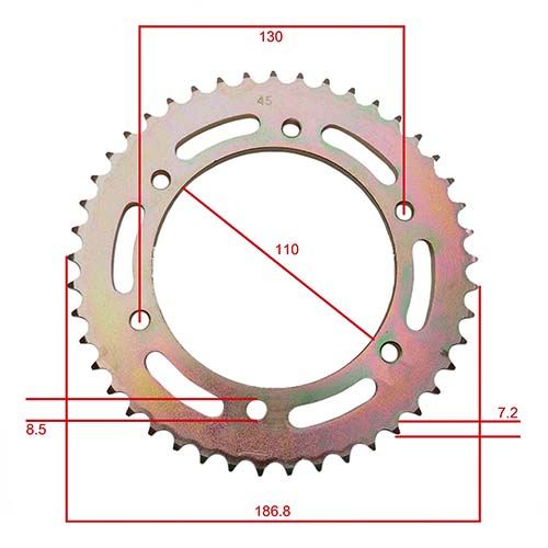 KIT TRANSMISION YAMAHA YBR250 (45/15) C/CAD. DOR. STD