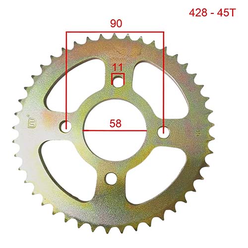 KIT TRANSMISION BAJAJ ROUSER NS160 CON DISCO DE FRENO DELANTERO Y ZAPATA TRASERA 428-134L (45T/15T) C/CAD. DOR. STD