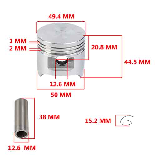 KIT CILINDRO + PISTON GILERA SMASH 110 110/MOTOMEL TRIP 110 50mm STD