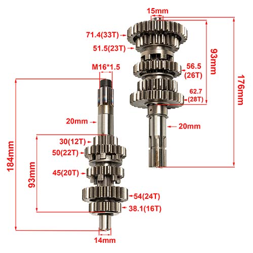 EJES Y ENGRANAJES DE CAMBIO SUZUKI GIXXER 150 STD