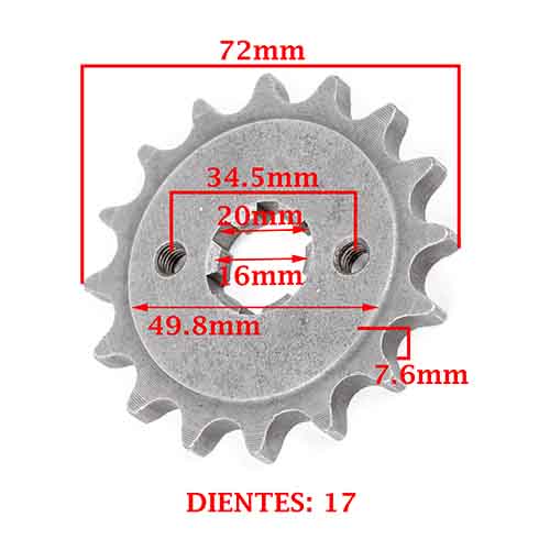 PIÑON DE TRANSMISION YAMAHA YBR 125 E/ R/ ED-FULL/ XTZ (Z16) CREUSO (1233-ARG)