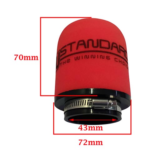 FILTRO DE AIRE COMPETICION CON RESORTE 43X72X70mm STD EXCLU