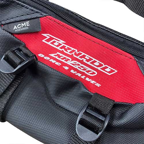 BOLSO MANUBRIO MOTO CON RIÑONERA Y BANDOLERA TORNADO ROJO (MA BMAR TOR)