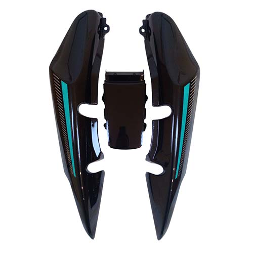 CACHA BAJO ASIENTO + UNION COLIN MOTOMEL NEW S2 150 TUBULAR NEGRO / VERDE (3PCS) OEM