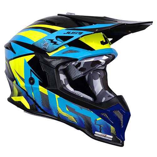 CASCO JUST1 J39 REVO BLUE FLUO YELLOW BLACK GLOSS S