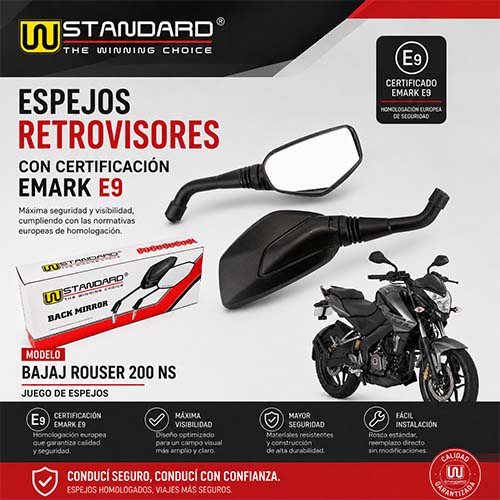 ESPEJO BAJAJ ROUSER NS200 (JGO) STD EXCLU