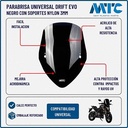 PARABRISA UNIVERSAL DRIFT EVO (NEGRO) CON SOPORTES NYLON 3MM MTC (NAC)