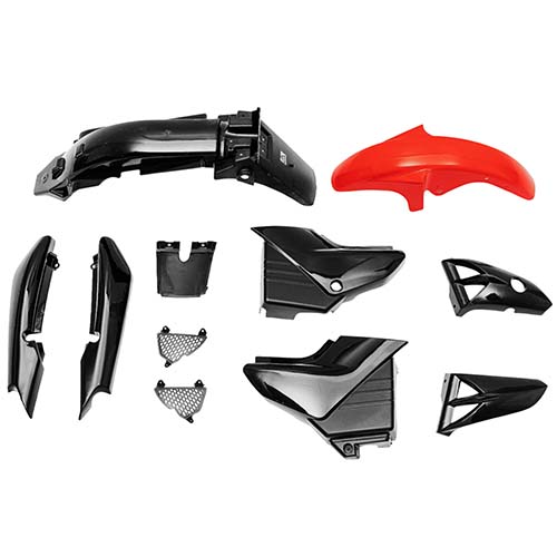KIT CARENADO YAMAHA YBR 125CC ROJO 11 PZAS.  PLASTICA VC (1102R)