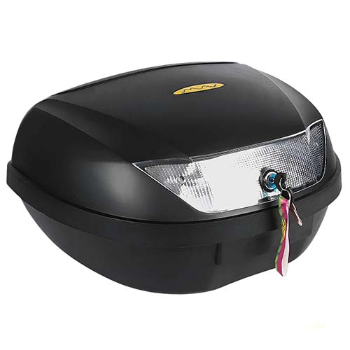 BAUL PORTA OBJETOS BIG-48 P/2 CASCOS 590X430X333 C/REFLECTIVO TRASERO CRISTAL PLASTICA VC (875C)