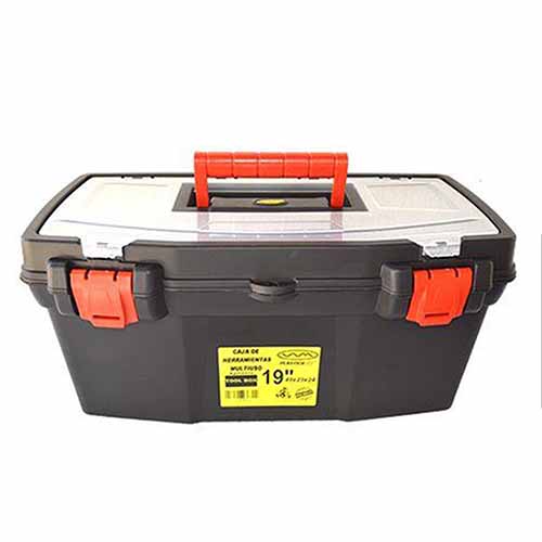 CAJA HERRAMIENTAS MULTIUSO 19" 48X23X24 COLOR NEGRO C/BANDEJA DIVISORA PLASTICA VC (1042)