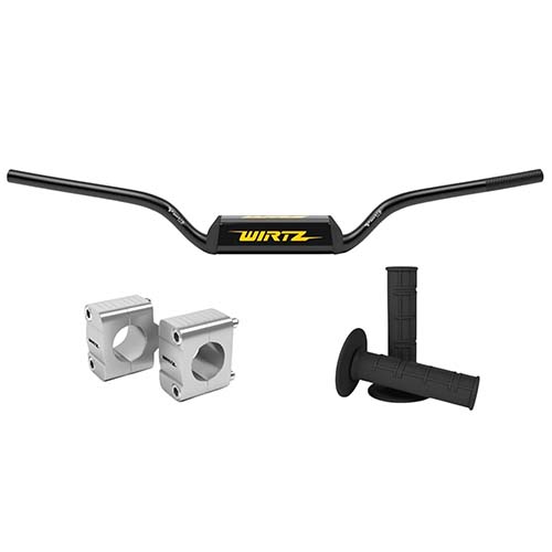 PACK MANUBRIO WR5 NAKED ALTO + ADAPTADOR DE 22MM A 28MM+ PUÑO NEGRO WIRTZ (PAR5-NK-UNI)