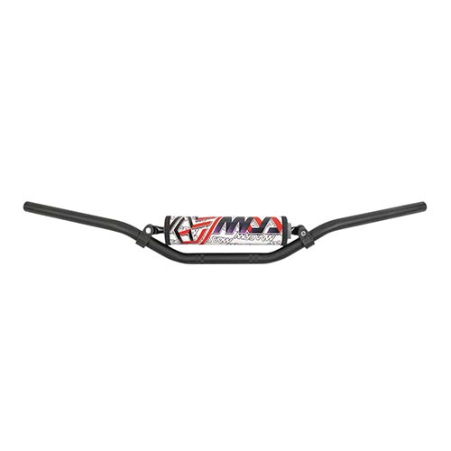 MANUBRIO MOTOCROSS BAJO NEGRO MICROTEXTURADO C/ TRAVESAÑO DE ACERO NEGRO Y PAD MDA (1431)