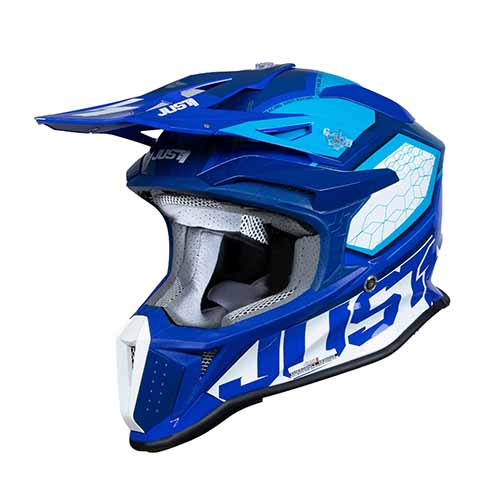 CASCO JUST1 J18 HEXA AZUL/ BLANCO GLOSS M (CAJ0003M) EXCLU