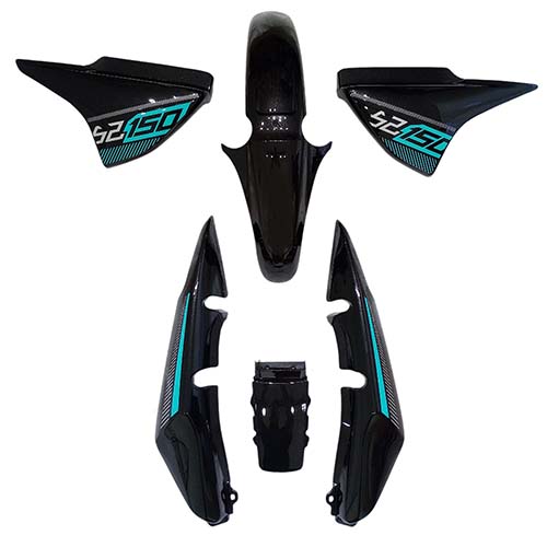 KIT PLASTICOS COMPLETOS NEW S2 150 TUBULAR NEGRO / VERDE (6PCS) OEM