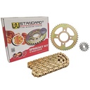 KIT TRANSMISION BAJAJ ROUSER NS160 (45/15) 428HO-134L DORADA C/ORING DOBLE DISCO STC